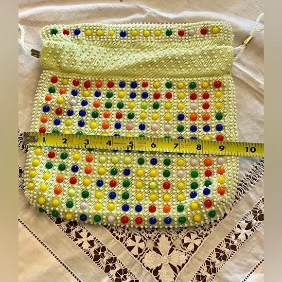 Vintage 1960's Colorful Candy Dot Reversible Drawstring Bag - Picture 4 of 7